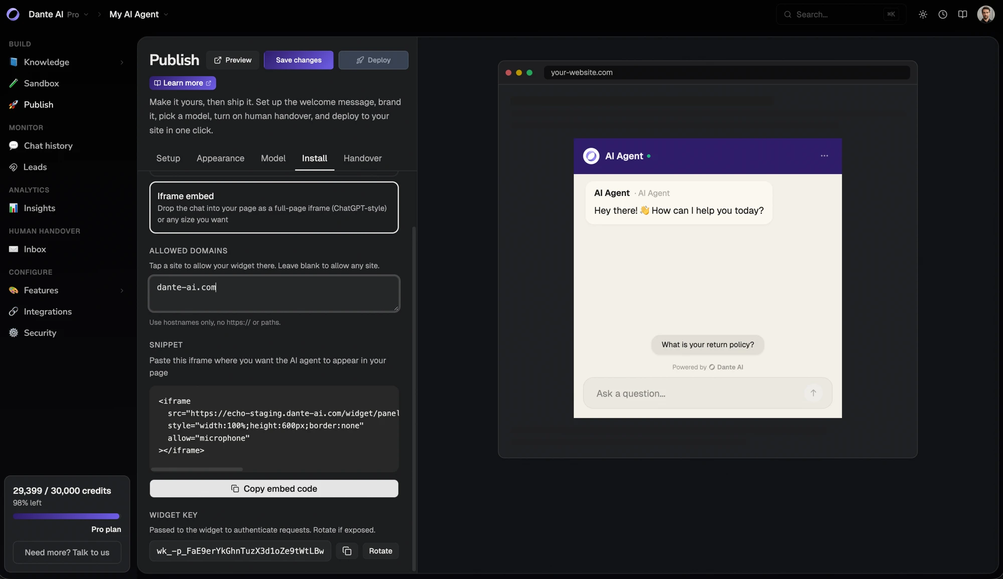 Live on your site in under 60 seconds.